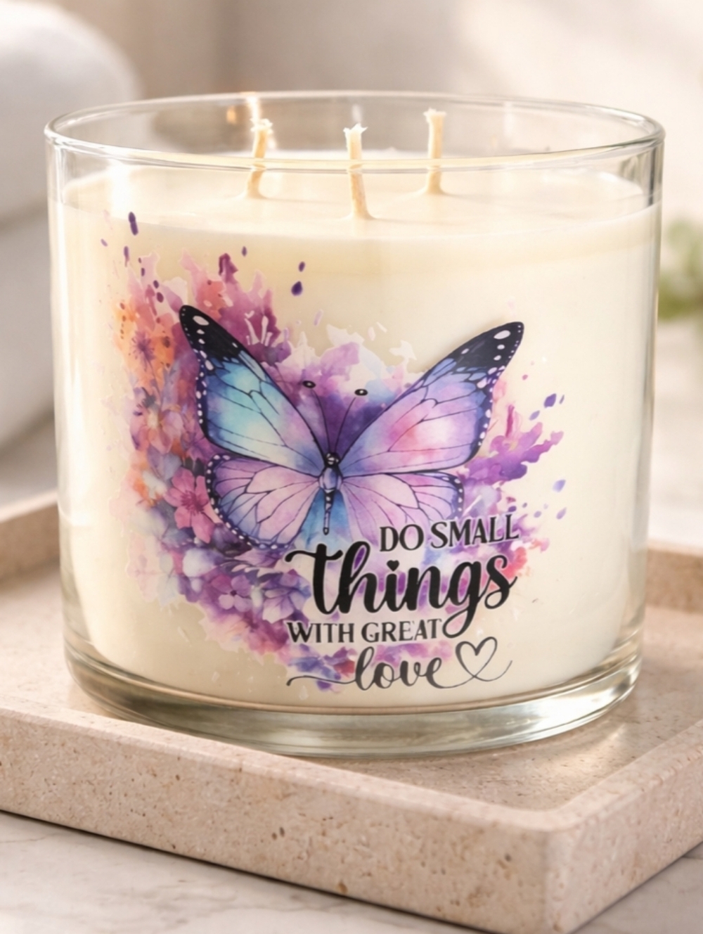Butterfly Triple-Wick Scented Candle - White